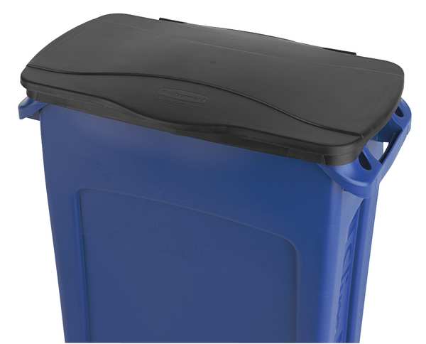 23 gal Rectangular Recycling Bin, Open Top, Green, Plastic, 1 Openings