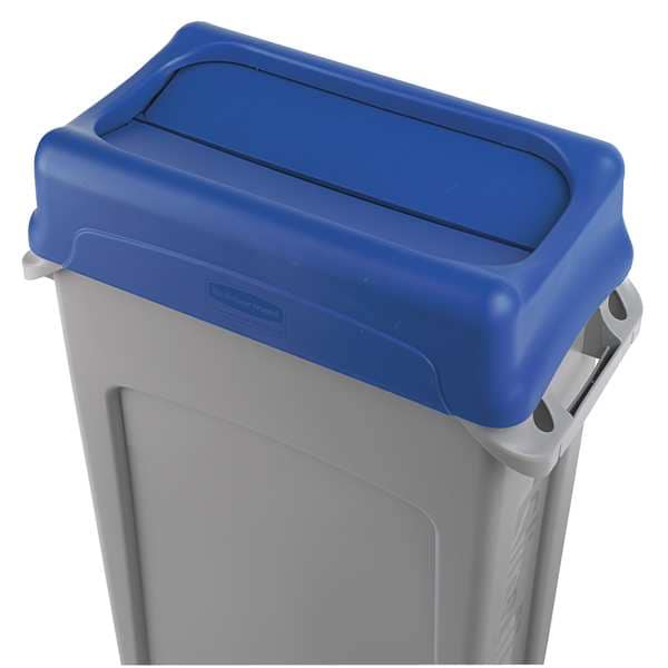 23 gal Rectangular Trash Can, Black, 11 in Dia, None, Plastic