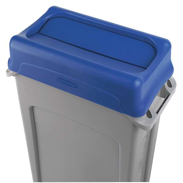 23 gal Rectangular Recycling Bin, Open Top, Green, Plastic, 1 Openings