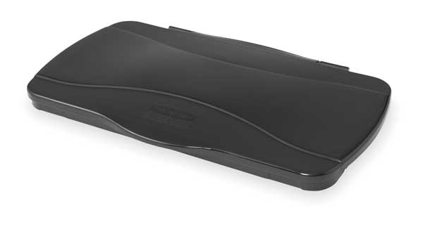 23 gal Flat Trash Can Lid, 13 1/2 in W/Dia, Black, metal, 0 Openings