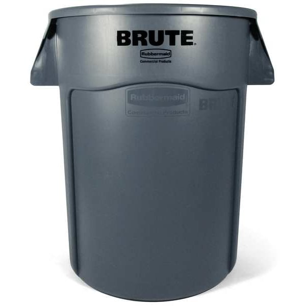 BRUTE Trash Can, Round, 44 gal Capacity, 24 in W, 31 1/2 in H, Gray