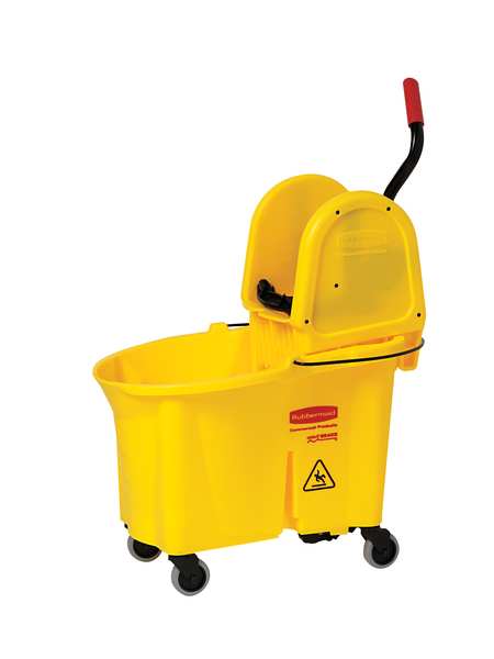 11 gal WaveBrake Down Press Mop Bucket and Wringer, Yellow, Polypropylene