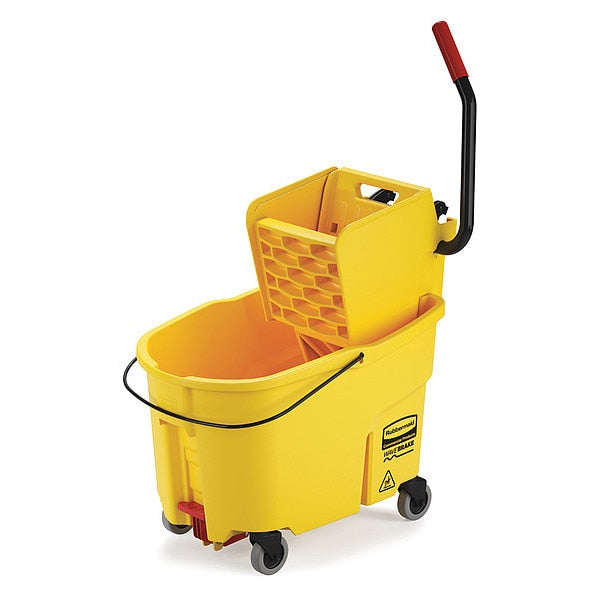 11 gal WaveBrake Side Press Mop Bucket and Wringer, Yellow, Polypropylene
