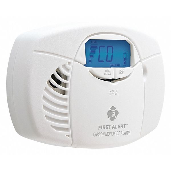 Carbon Monoxide Alarm, Electrochemical Sensor, 85 dB @ 10 ft Audible Alert, (2) AA Batteries