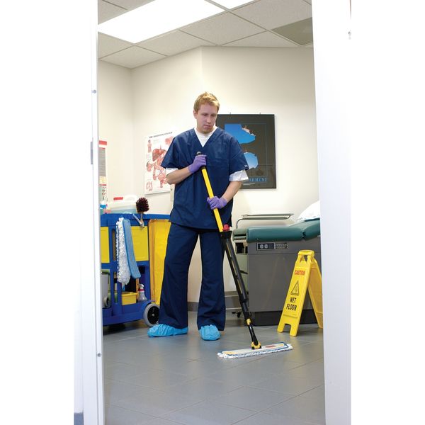 Flat Spray Mop, 21 oz Dry Wt, Hook-and-Loop Connection, Black/Yellow, Microfiber
