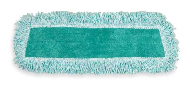 18 in L Dust Mop, Hook-and-Loop Connection, Fringe End, Green, Microfiber, FGQ40820GR00