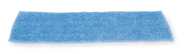 18 in L Flat Mop Pad, 0.75 oz Dry Wt, Hook-and-Loop Connection, Blue, Microfiber