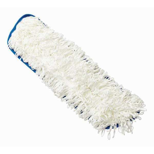18 in L Flat Dust Mop, Hook-and-Loop Connection, Pad End, White, Microfiber