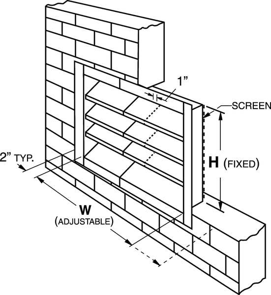 Louver, Adj w/ 28 to 46 In, Galv Steel
