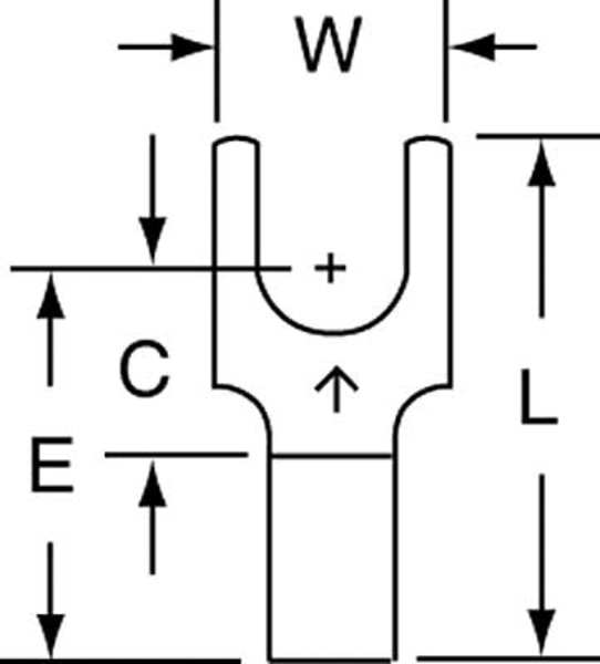 16-14 AWG Non-Insulated Fork Terminal #10 Stud PK1000