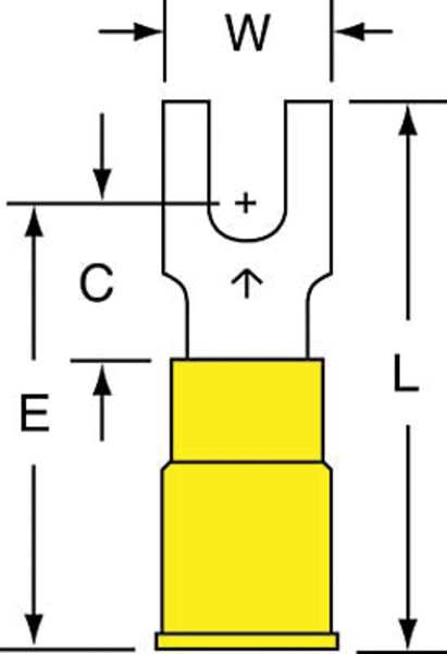 12-10 AWG Vinyl Block Fork Terminal #8 Stud PK500