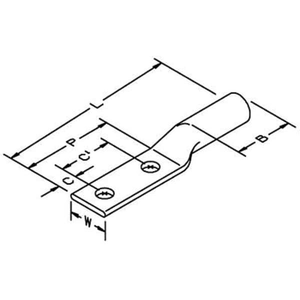 Two Hole Lug Compress Conct, 1/0 AWG, PK10