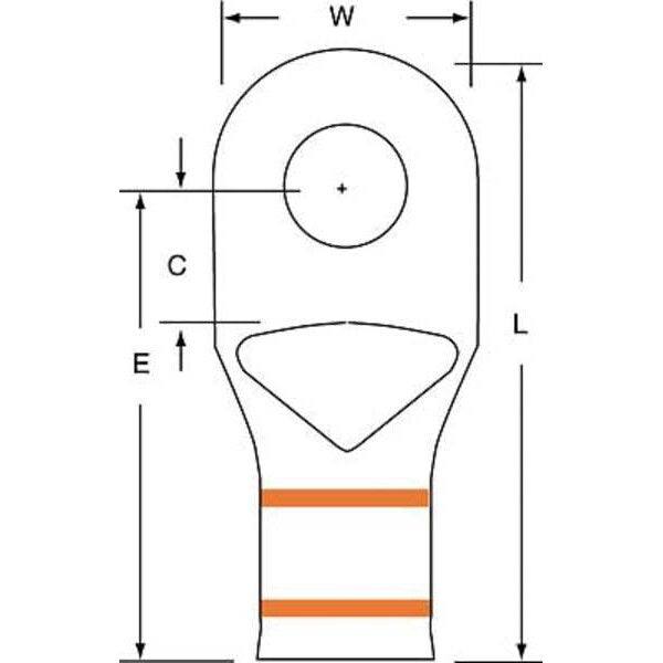 One Hole Lug Compress Conct, 3/0 AWG, PK60
