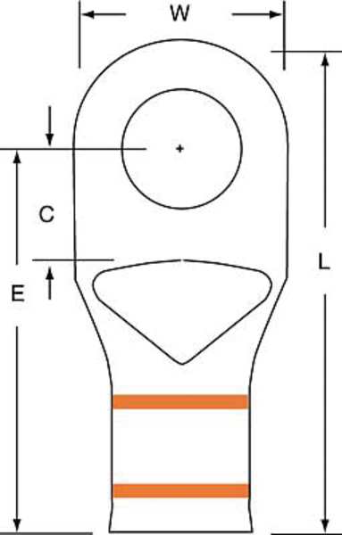 One Hole Lug Compress Conct, 3/0 AWG, PK60