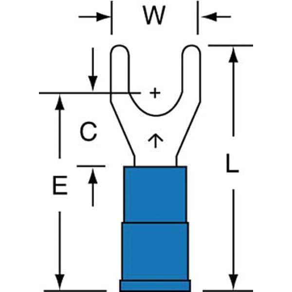 16-14 AWG Nylon Fork Terminal #10 Stud PK1000