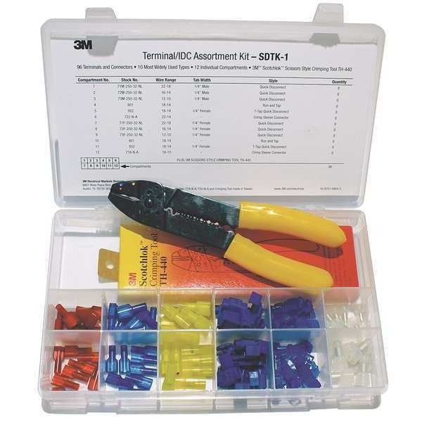 Wire Terminal Kit, Crimp Tool, 96 pcs