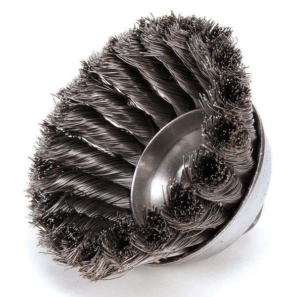 Cup Wire Brush, Threaded Arbor, 3-1/2