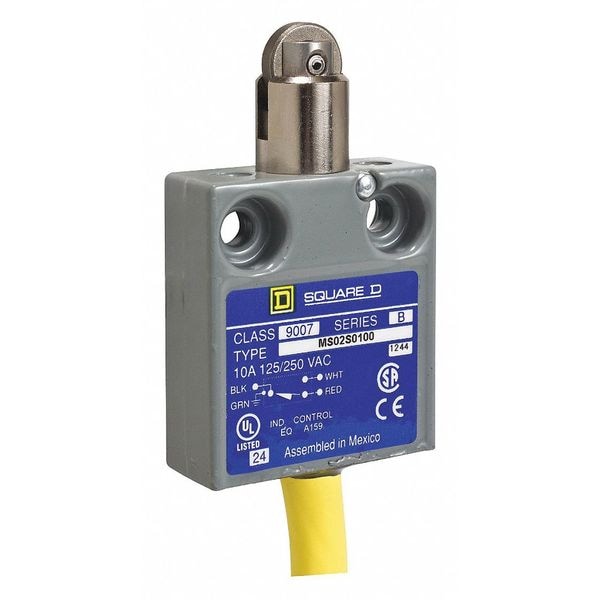 Limit Switch, Plunger, Roller, SPDT, 10A @ 240V AC