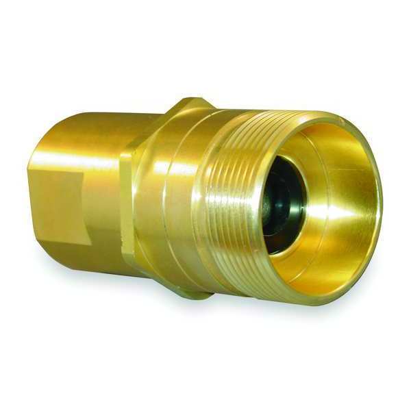 Hydraulic Quick Connect Hose Coupling, Brass Body, Thread-to-Connect Lock, 3/8