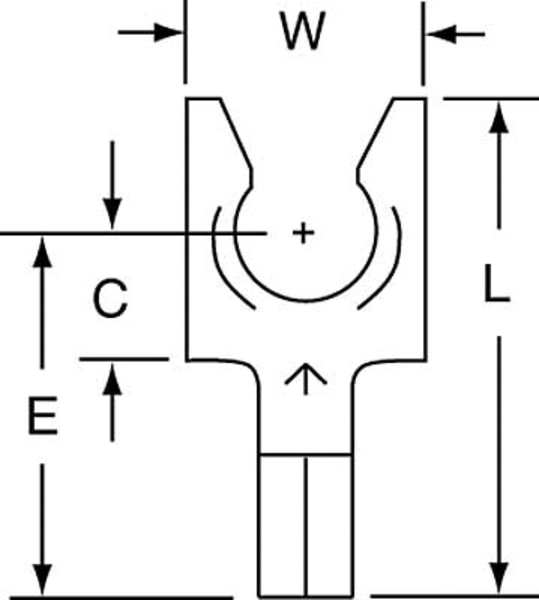 16-14 AWG Non-Insulated Locking Fork Terminal 1/4