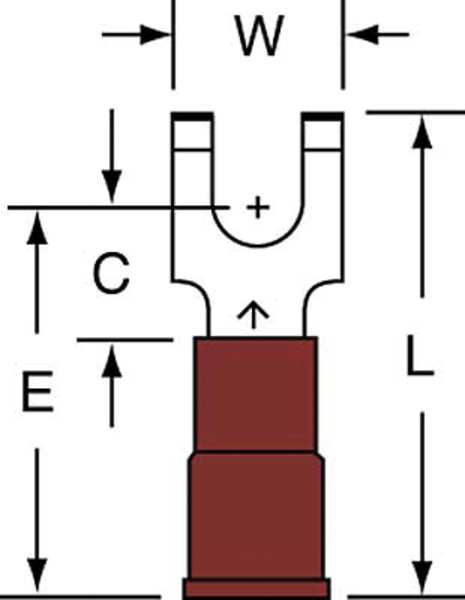 22-18 AWG Nylon Block Fork Terminal #6 Stud PK1000