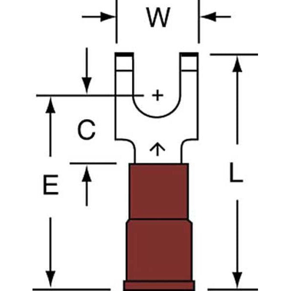 22-18 AWG Nylon Block Fork Terminal #8 Stud PK1000