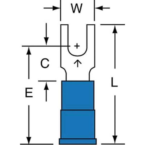 16-14 AWG Vinyl Block Fork Terminal #6 Stud PK1000