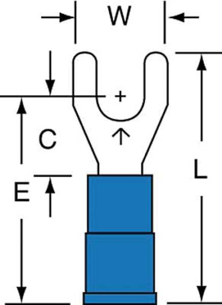 16-14 AWG Vinyl Fork Terminal #8 Stud PK1000