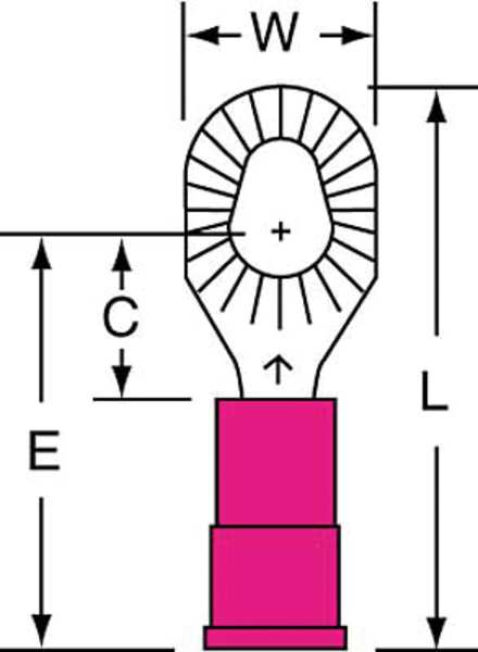 22-18 AWG Vinyl Ring Terminal #6, #8, #10 Stud PK1000
