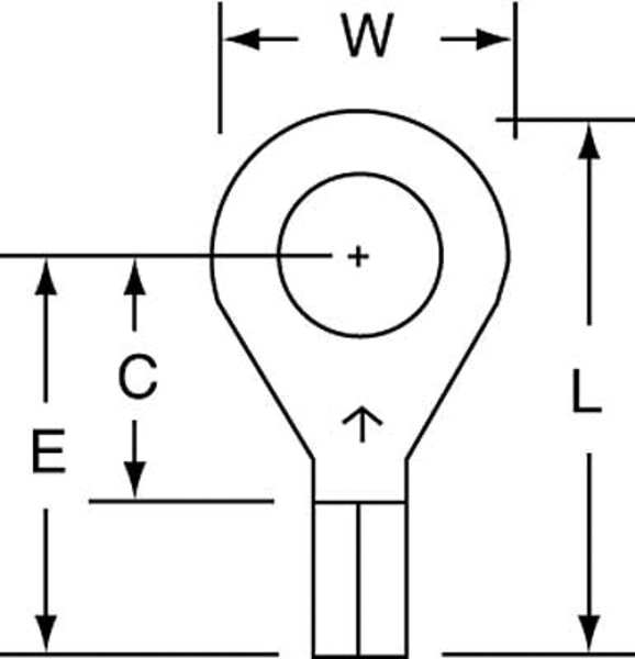 16-14 AWG Non-Insulated Ring Terminal 1/4
