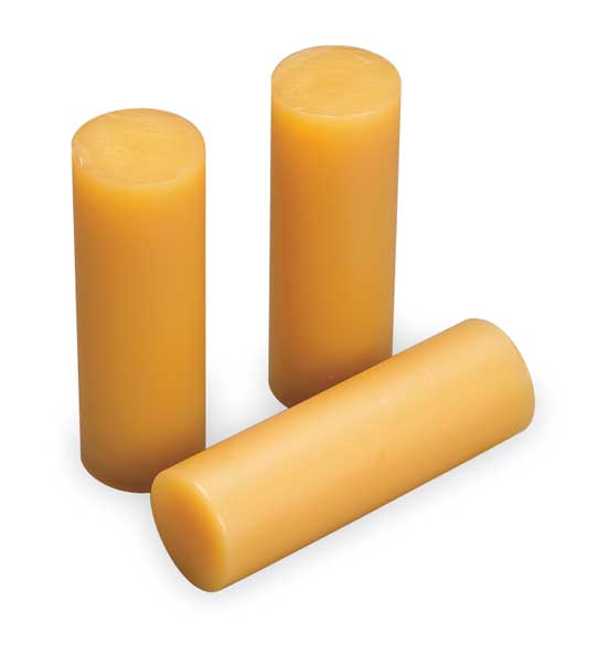 Hot Melt Adhesive, Tan, 1 in Diameter, 3 in Length, 35 sec Begins to Harden