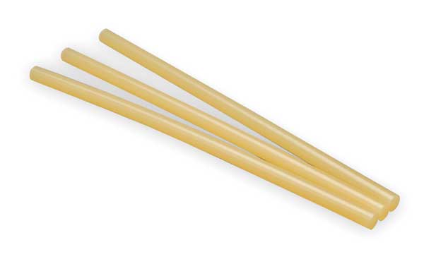 Hot Melt Adhesive, Tan, 1/2 in Diameter, 12 in Length, 45 sec Begins to Harden