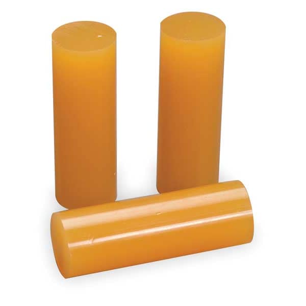 Hot Melt Adhesive, Tan, 1/2 in Diameter, 12 in Length, 50 sec Begins to Harden