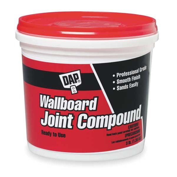 Wallboard Joint Compound, 3 lb, Tub, White, Wallboard