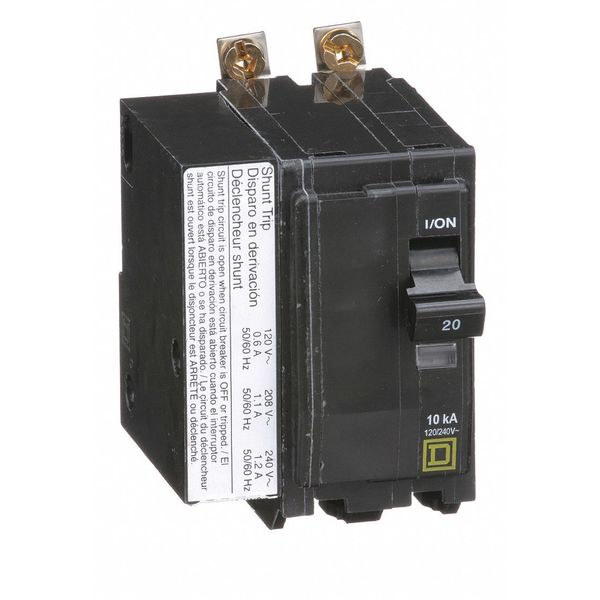 Miniature Circuit Breaker, 20 A, 120/240V AC, 2 Pole, Bolt On Mounting Style, QOB Series