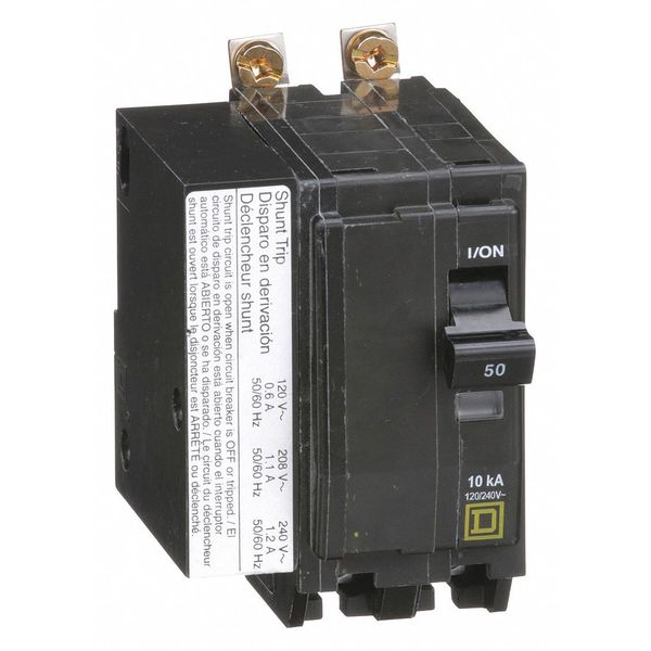 Miniature Circuit Breaker, 50 A, 120/240V AC, 2 Pole, Bolt On Mounting Style, QOB Series