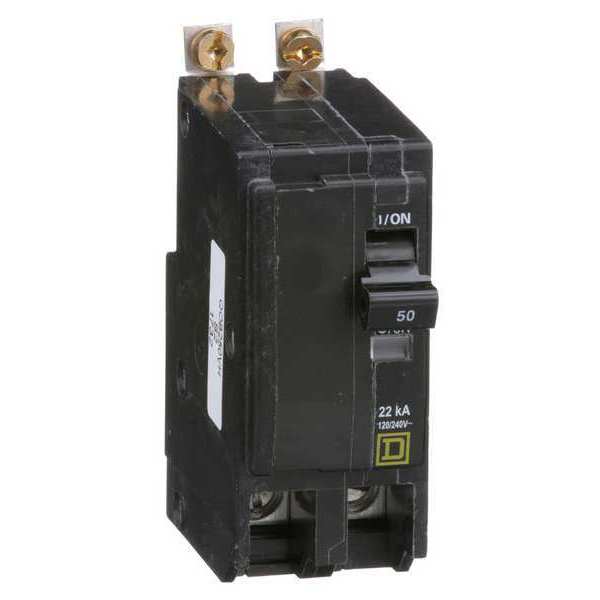 Miniature Circuit Breaker, 50 A, 120/240V AC, 2 Pole, Bolt On Mounting Style, QOB Series