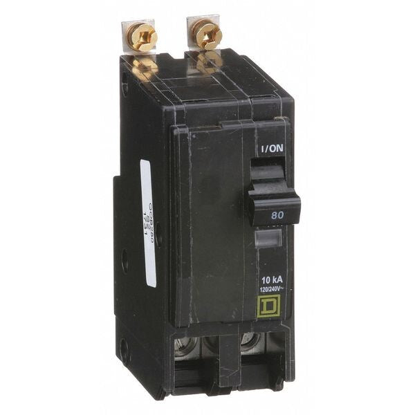 Miniature Circuit Breaker, 80 A, 120/240V AC, 2 Pole, Bolt On Mounting Style, QOB Series