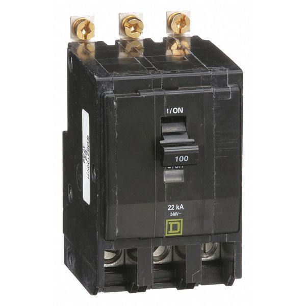 Miniature Circuit Breaker, 100 A, 120/240V AC, 3 Pole, Bolt On Mounting Style, QOB Series