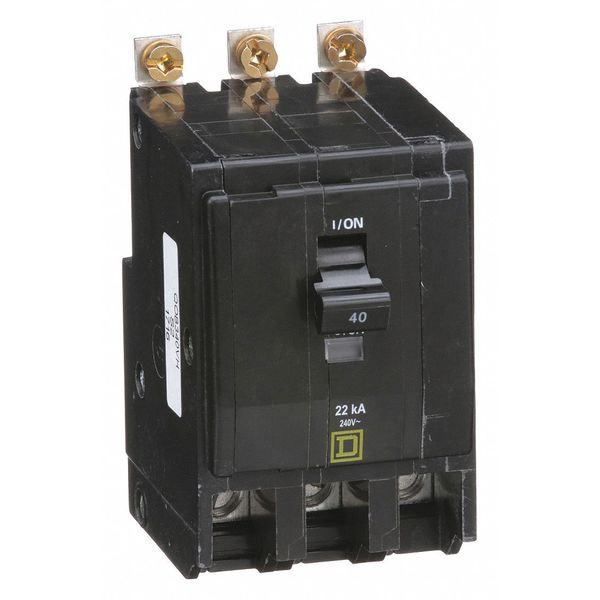 Miniature Circuit Breaker, 40 A, 120/240V AC, 3 Pole, Bolt On Mounting Style, QOB Series