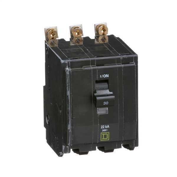 Miniature Circuit Breaker, 30 A, 120/240V AC, 3 Pole, Bolt On Mounting Style, QOB Series