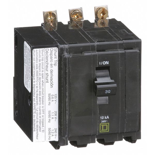 Miniature Circuit Breaker, 30 A, 120/240V AC, 3 Pole, Bolt On Mounting Style, QOB Series