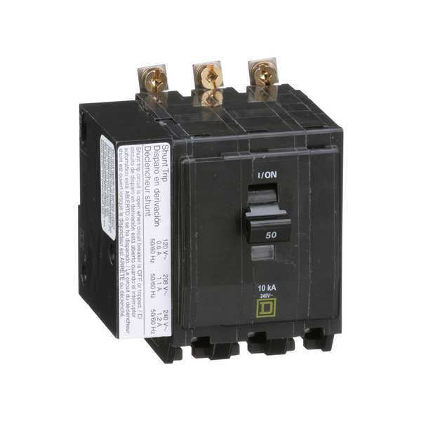 Miniature Circuit Breaker, 50 A, 120/240V AC, 3 Pole, Bolt On Mounting Style, QOB Series