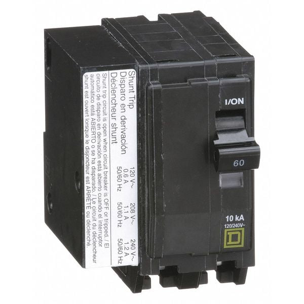Miniature Circuit Breaker, 60 A, 120/240V AC, 2 Pole, Plug In Mounting Style, QO Series