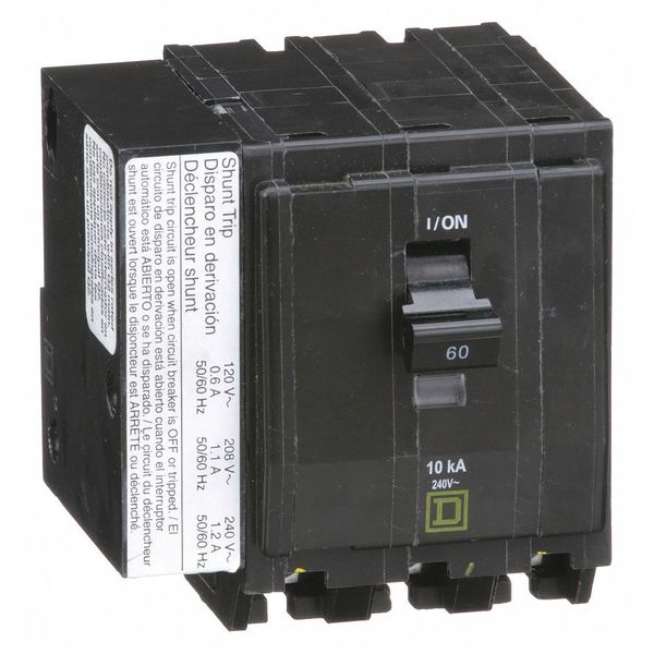 Miniature Circuit Breaker, 60 A, 120/240V AC, 3 Pole, Plug In Mounting Style, QO Series