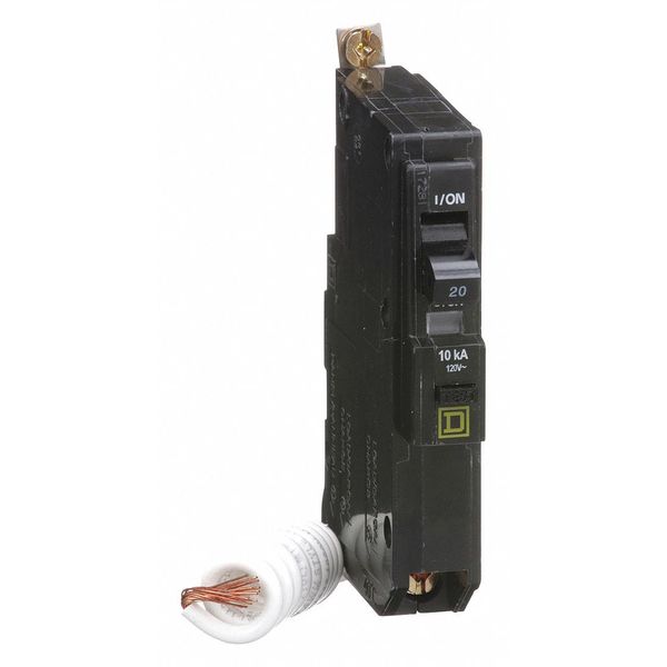 Miniature Circuit Breaker, 20 A, 120V AC, 1 Pole, Bolt On Mounting Style, QOB Series