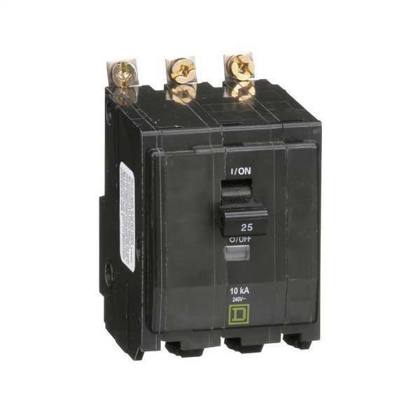 Miniature Circuit Breaker, 25 A, 120/240V AC, 3 Pole, Bolt On Mounting Style, QOB Series