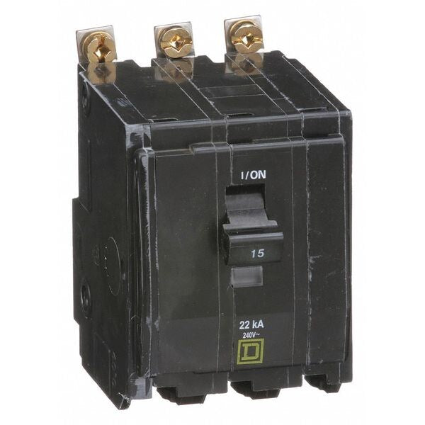 Miniature Circuit Breaker, 15 A, 120/240V AC, 3 Pole, Bolt On Mounting Style, QOB Series