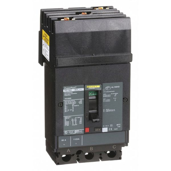 Molded Case Circuit Breaker, 60 A, 600V AC, 3 Pole, I-Line Mounting Style, HG Series