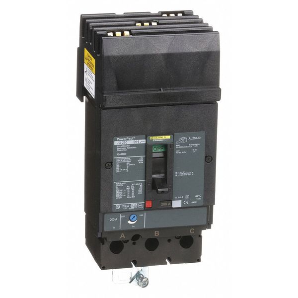 Molded Case Circuit Breaker, 200 A, 600V AC, 3 Pole, I-Line Mounting Style, JG Series